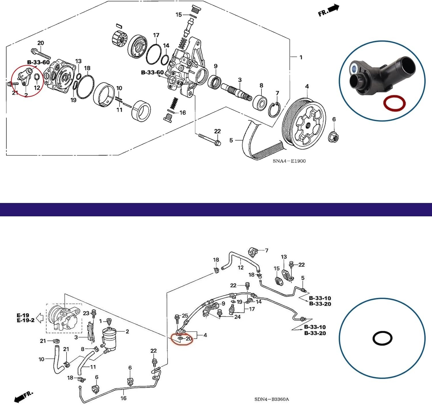 Power Steering Hose Connector with O-Ring Kit Compatible With Civic 2006-201