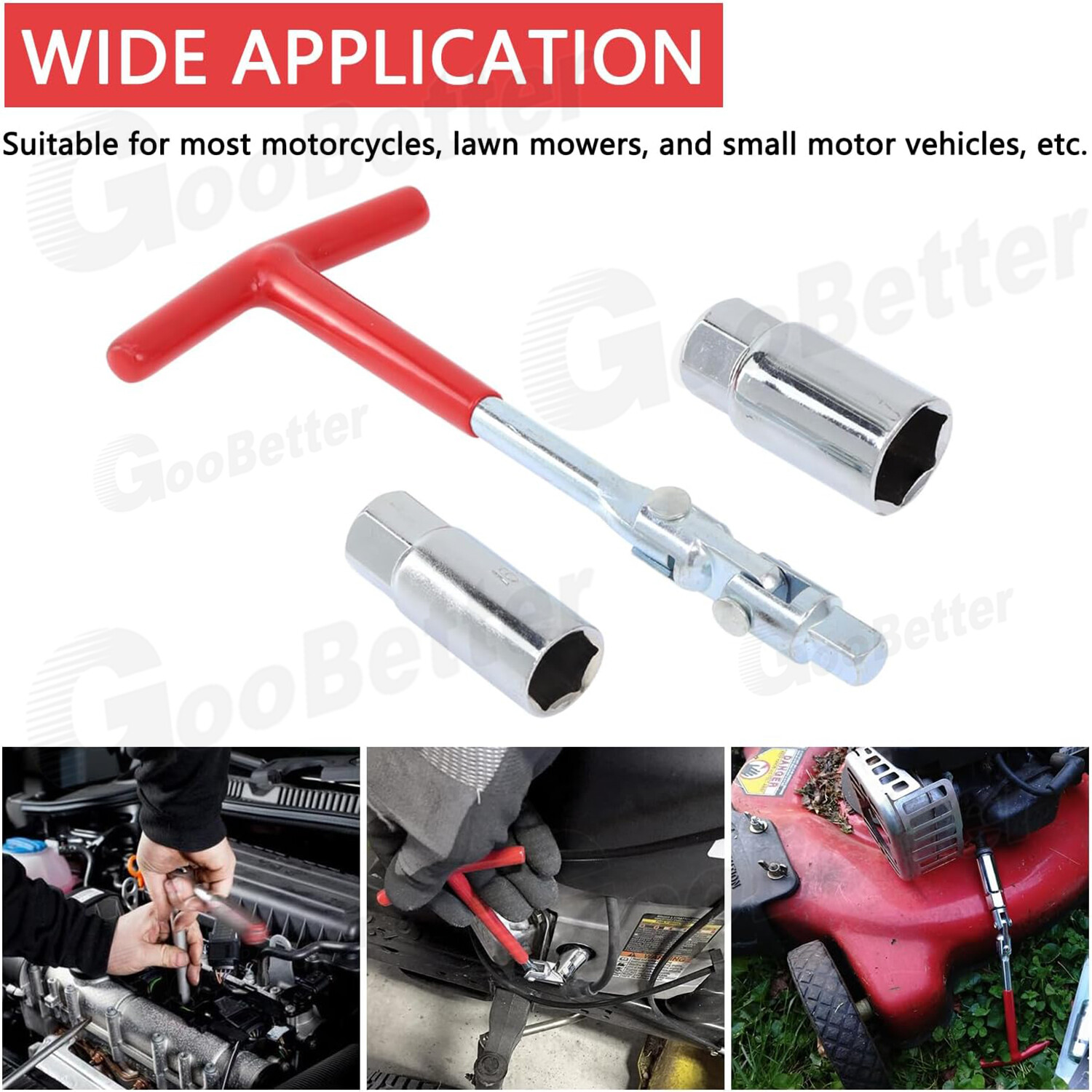 3PCS Spark Plug Removal Tool 16 21mm T-Handle Flexible Spanner Socket Wrench Set