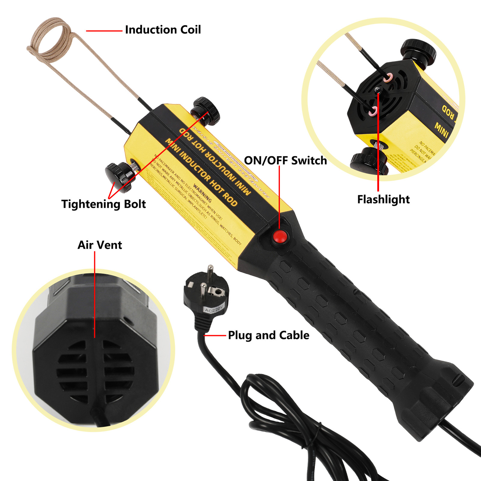 Magnetic Induction Heater Kit, 1200W 110V Flameless Heat Induction Tool, 8 Coils