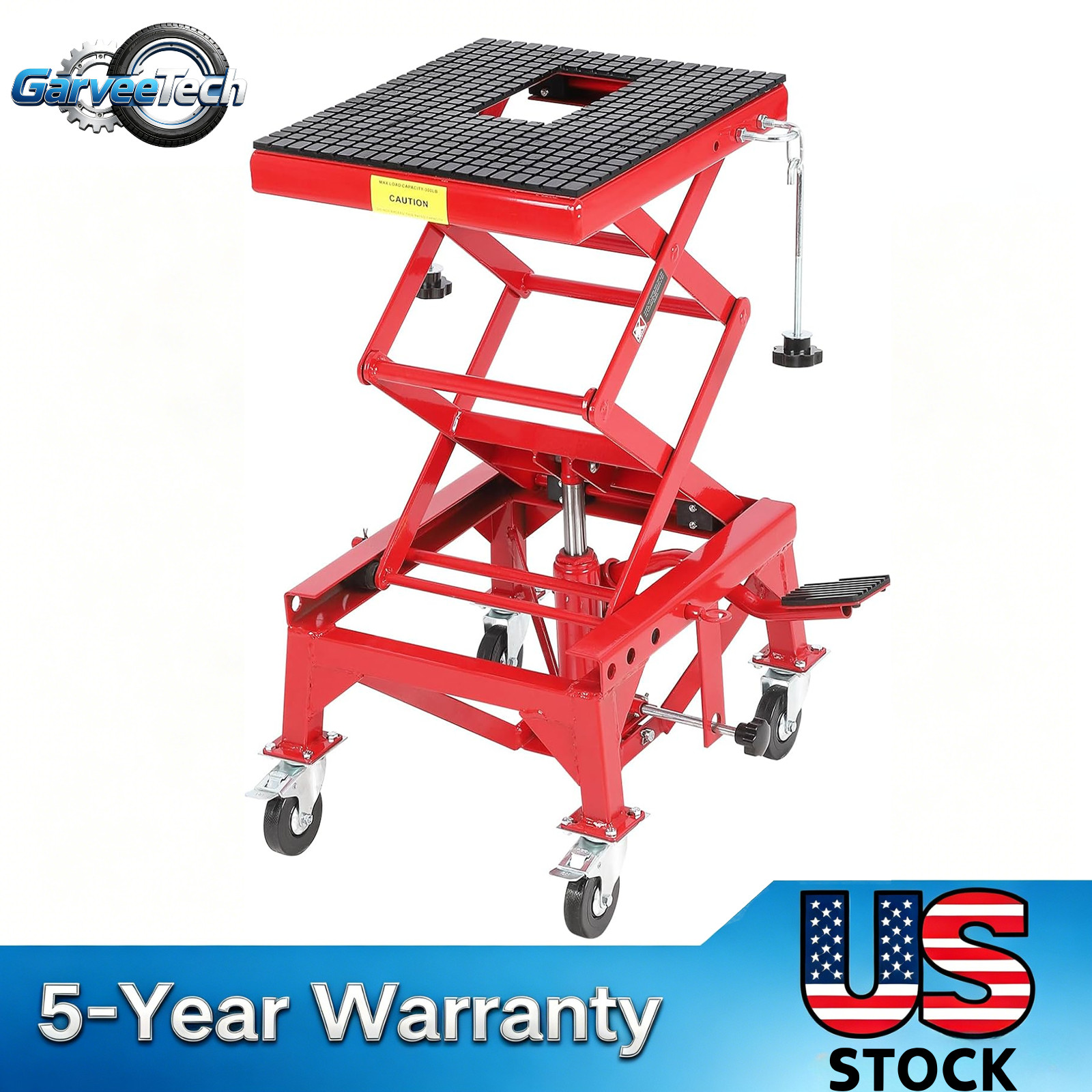 Hydraulic Motorcycle Lift Table 350 LBS Dirt Bike Scissor Jack Stand w/4 Wheels