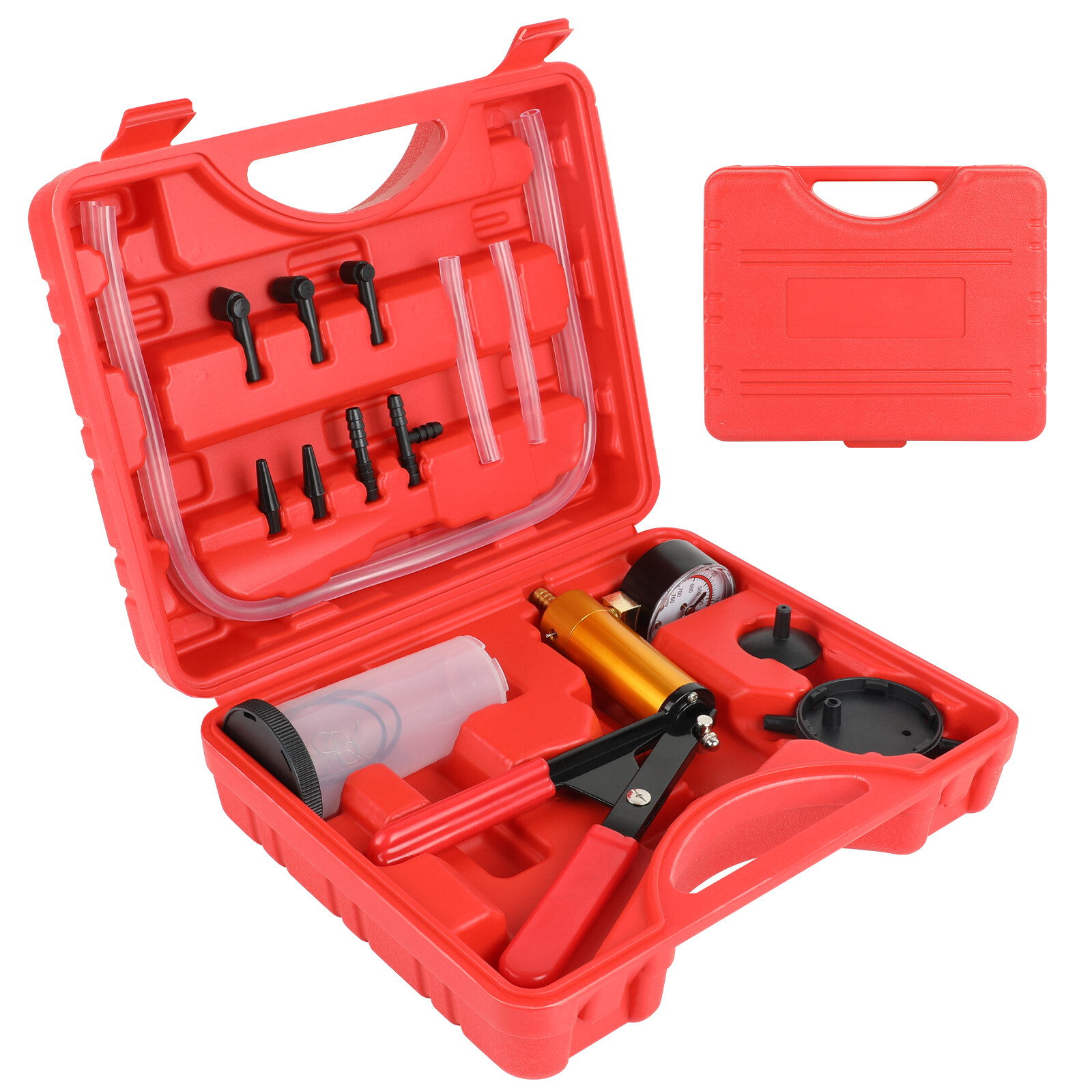Hand Held Vacuum Pressure Pump Tester Set Brake Fluid Bleeder Bleeding Kit & Box