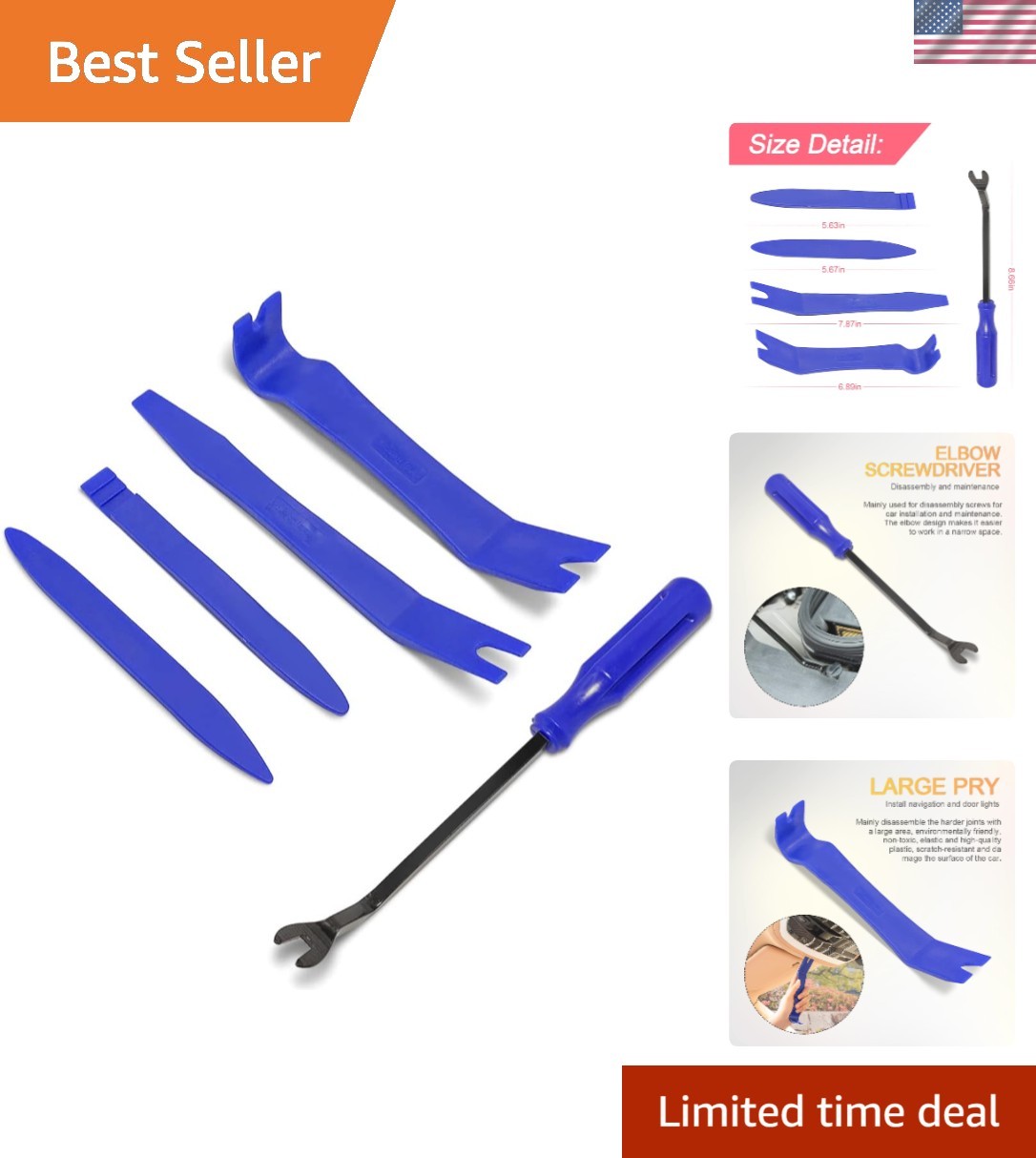 5PCS Lightweight Plastic Pry Tools for Car Removal – Comfort Grip Handle