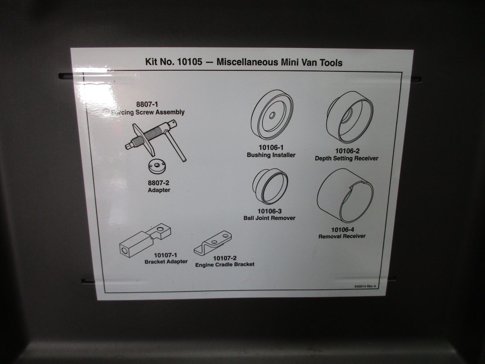 Miller Kit 10105 2008 Essential Special Tools Mini Van Tools