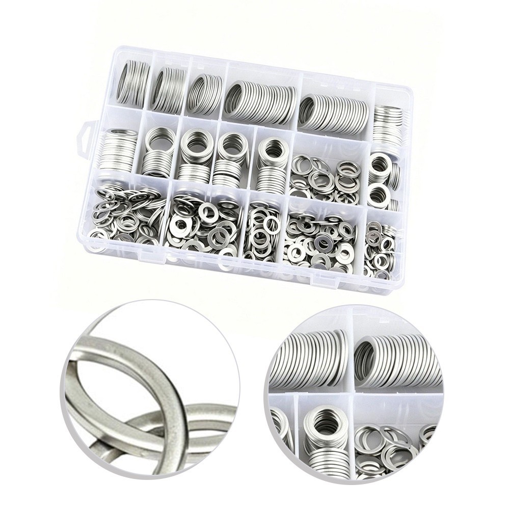Aluminum Oil Drain Gasket Kit 600pcs with Flat Washers for Engine Tasks