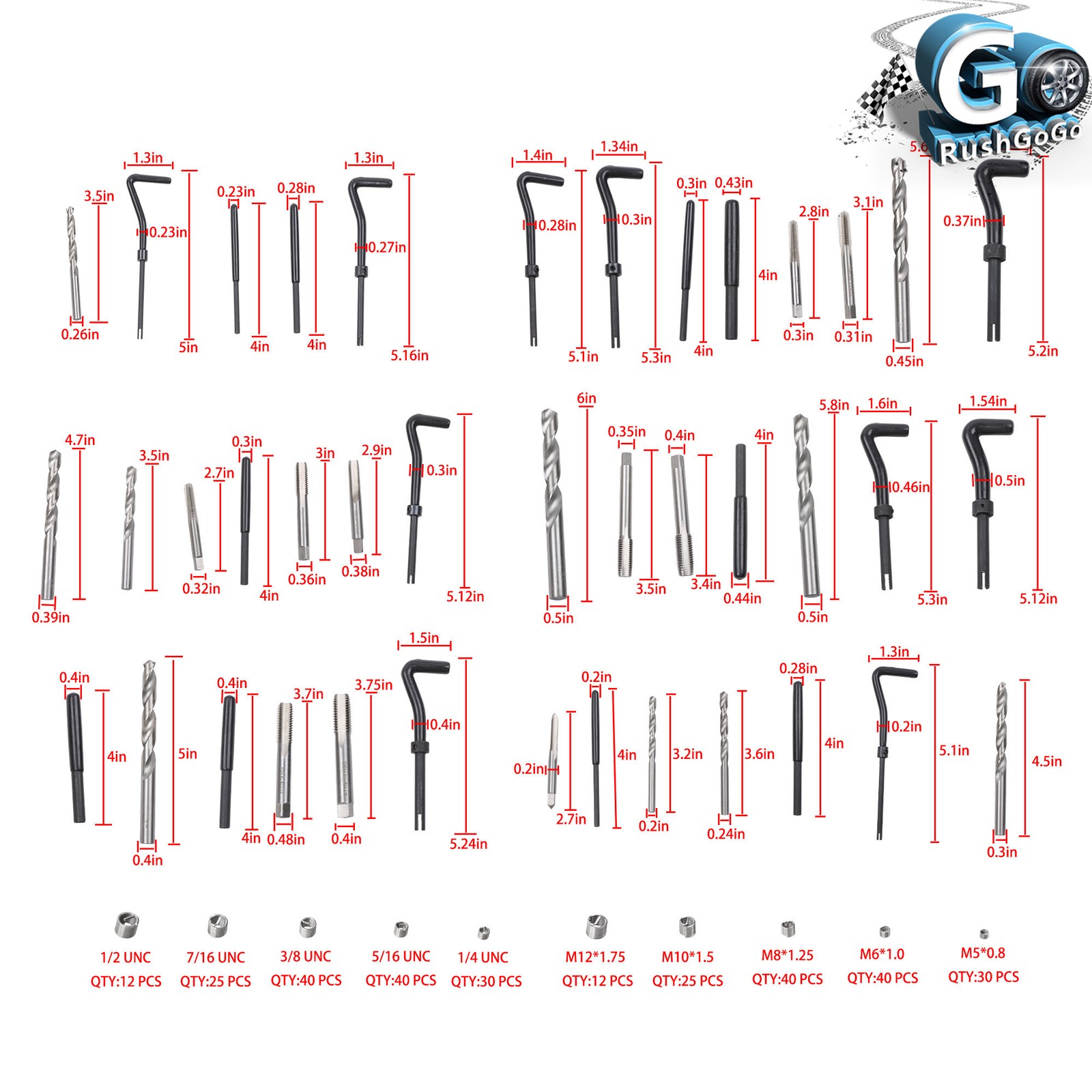 Helicoil Thread Repair Kit 338-Piece SAE & Metric Rethreading Tool Kit Universal