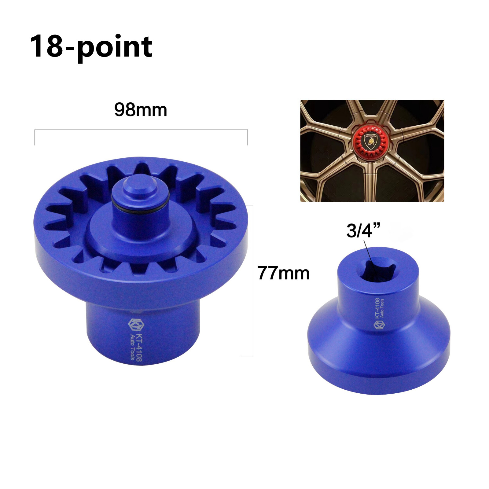 Center Lock Anti-Theft Wheel Nut Socket for Lamborghini 3/4″ Drive,470012257