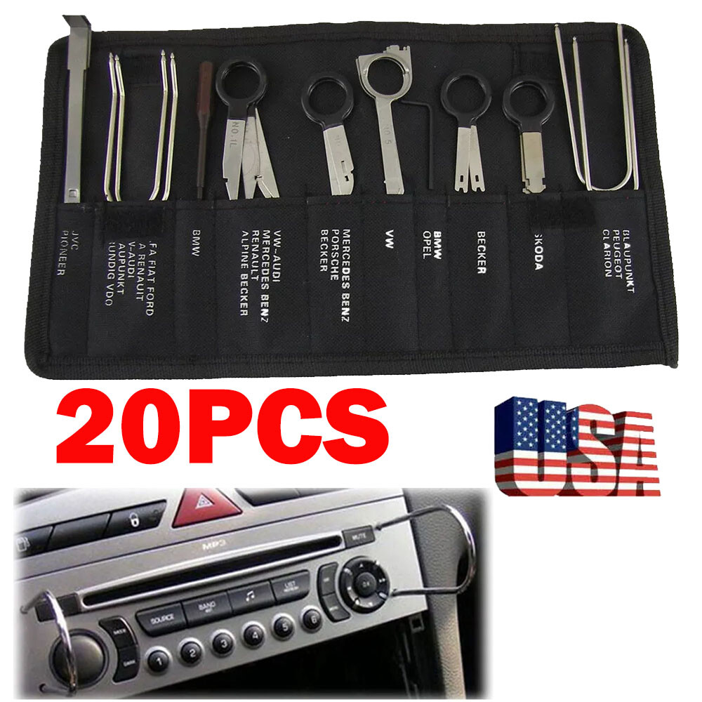 20x Car Radio CD Stereo Release Removal Tool Set Key For Audi BMW VW Ford GM USA
