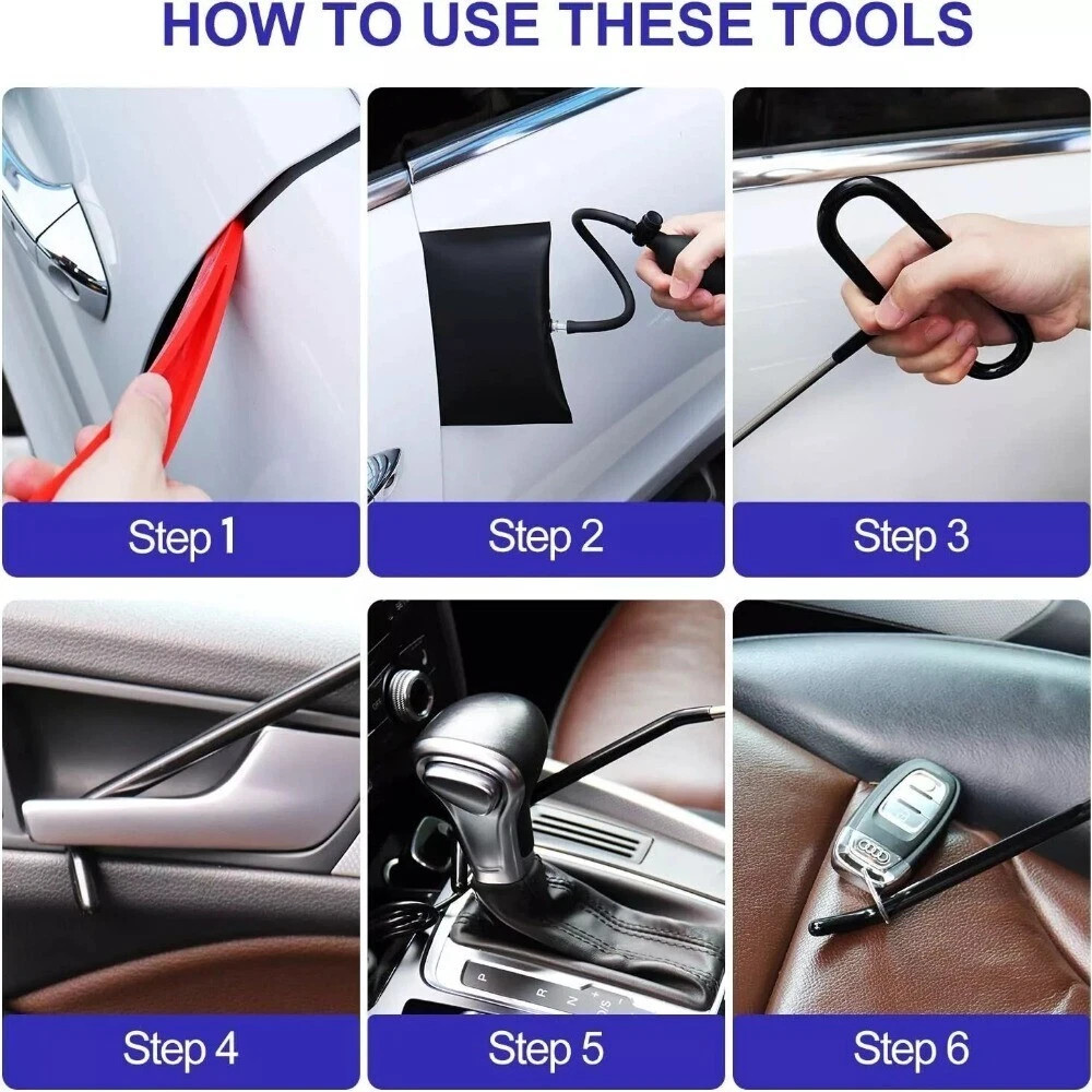 12pcs Emergency Auto Tool Window-Car Door Unlock/Lock Out Universal Tool Kits US