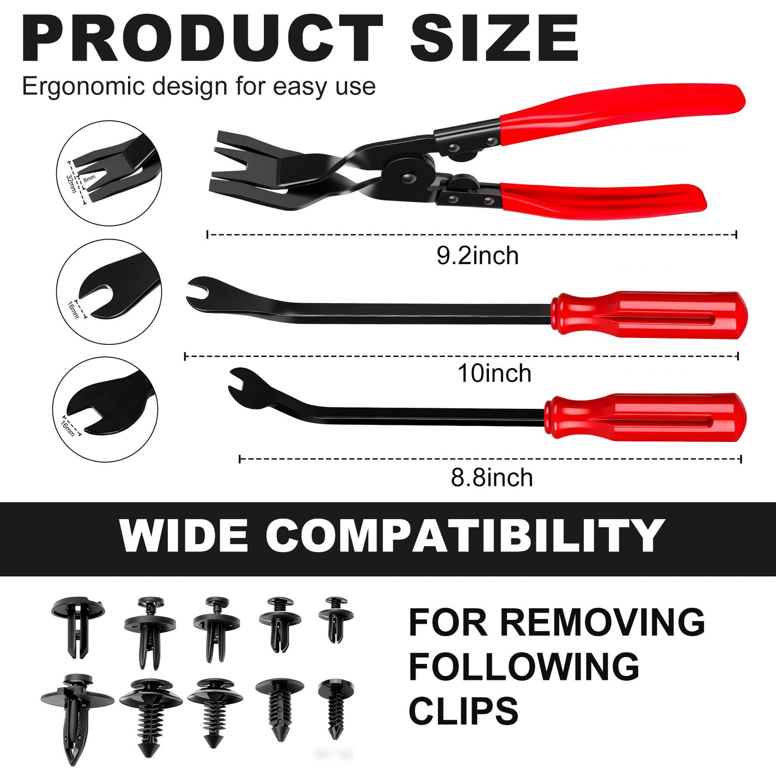 3 PCS Clip Removal Tool,Clip Pliers Fastener Remover,Car Trim Rivet Removal Pry
