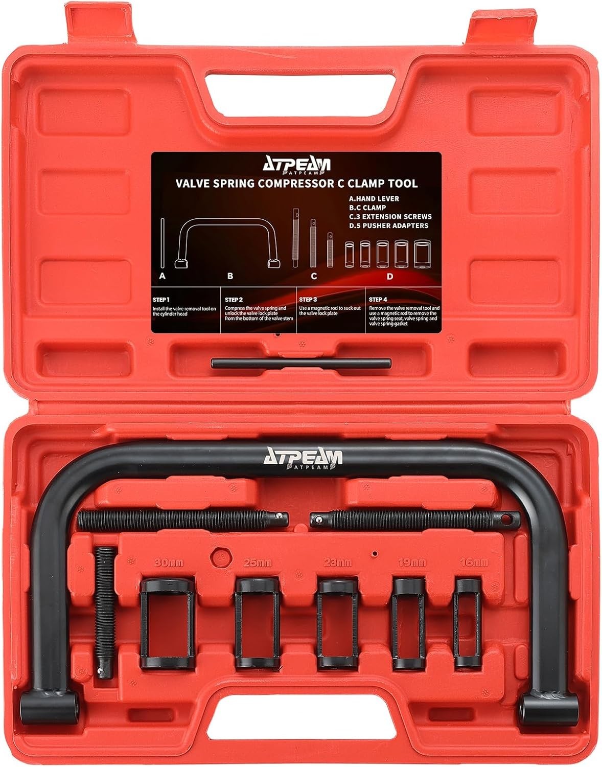 Heavy-Duty Valve Spring Compressor with Black-Oxide Finish – 10 Parts Included