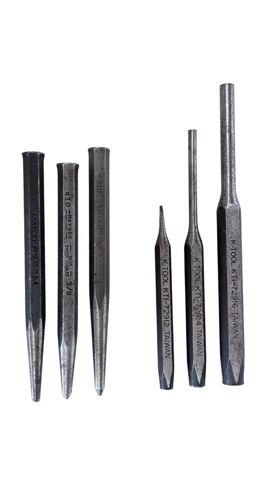 Matco PS55M Mayhem Truecraft K-Tool 6pc Mixed Punch Set Taper Pin Punches USA