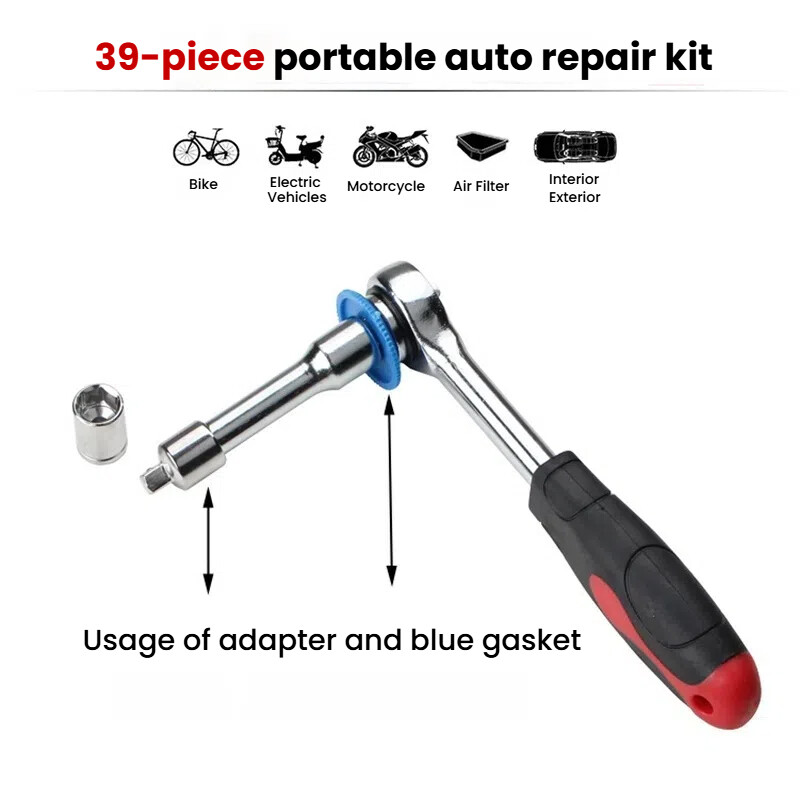 39Pcs/Set Socket Tools Wrench Combination Set Car Motorcycle Repair Tools