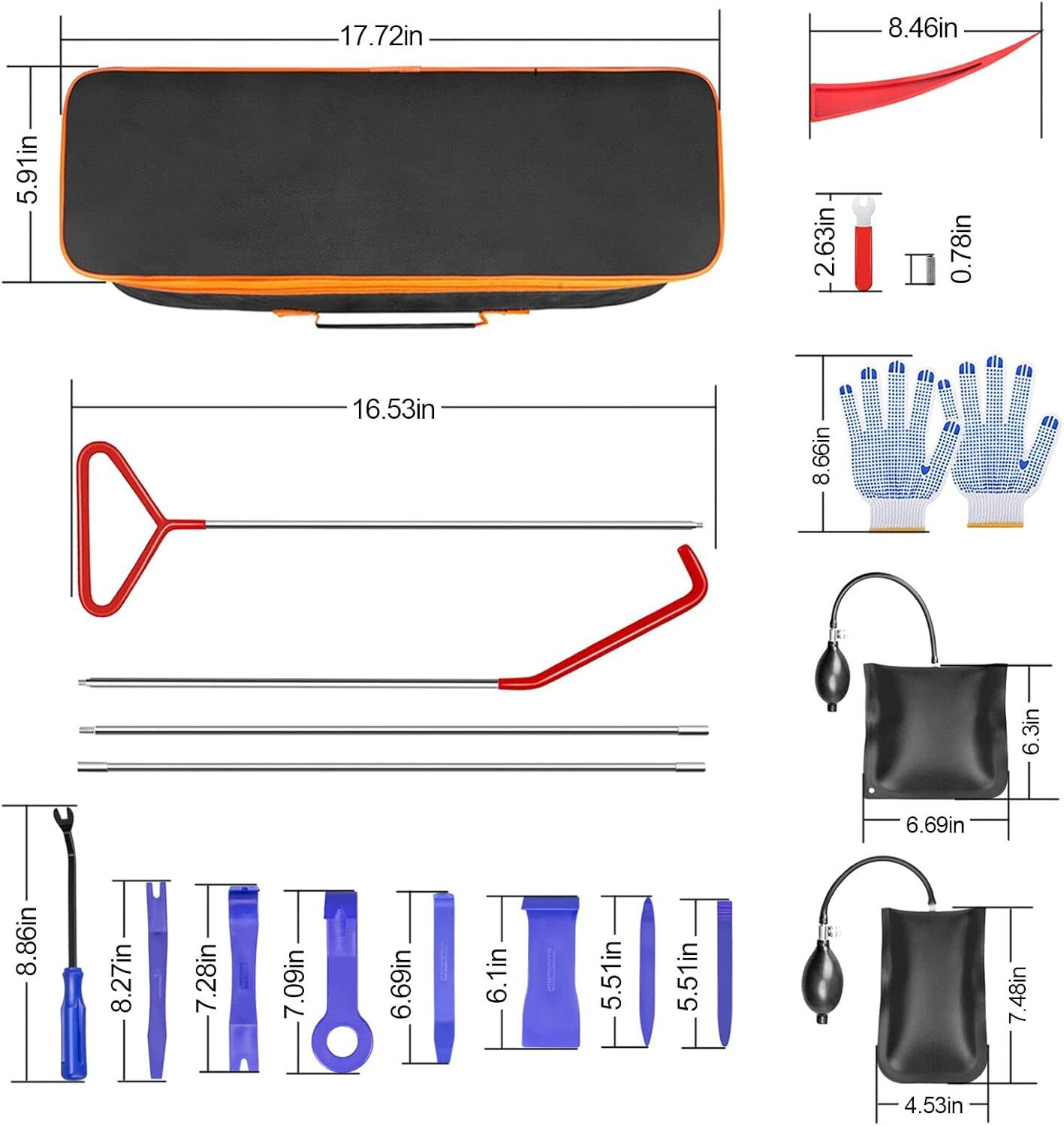 24PCS Professional Car Door Window Emergency Open Unlock Lock Out Auto Tool Kit