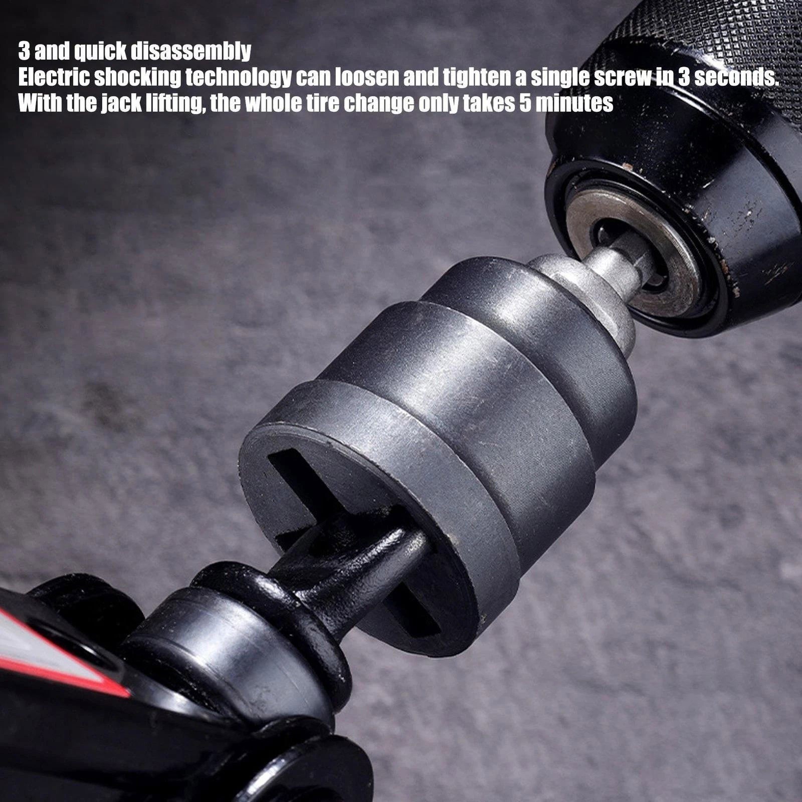 Scissor Jack Drill Adapter, Socket Converter for Power Driver, High Carbon Steel
