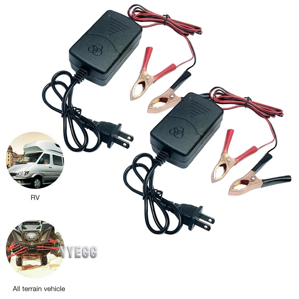 2PC 12V Car Battery Charger Maintainer Trickle RV For Truck Motorcycle ATV Auto