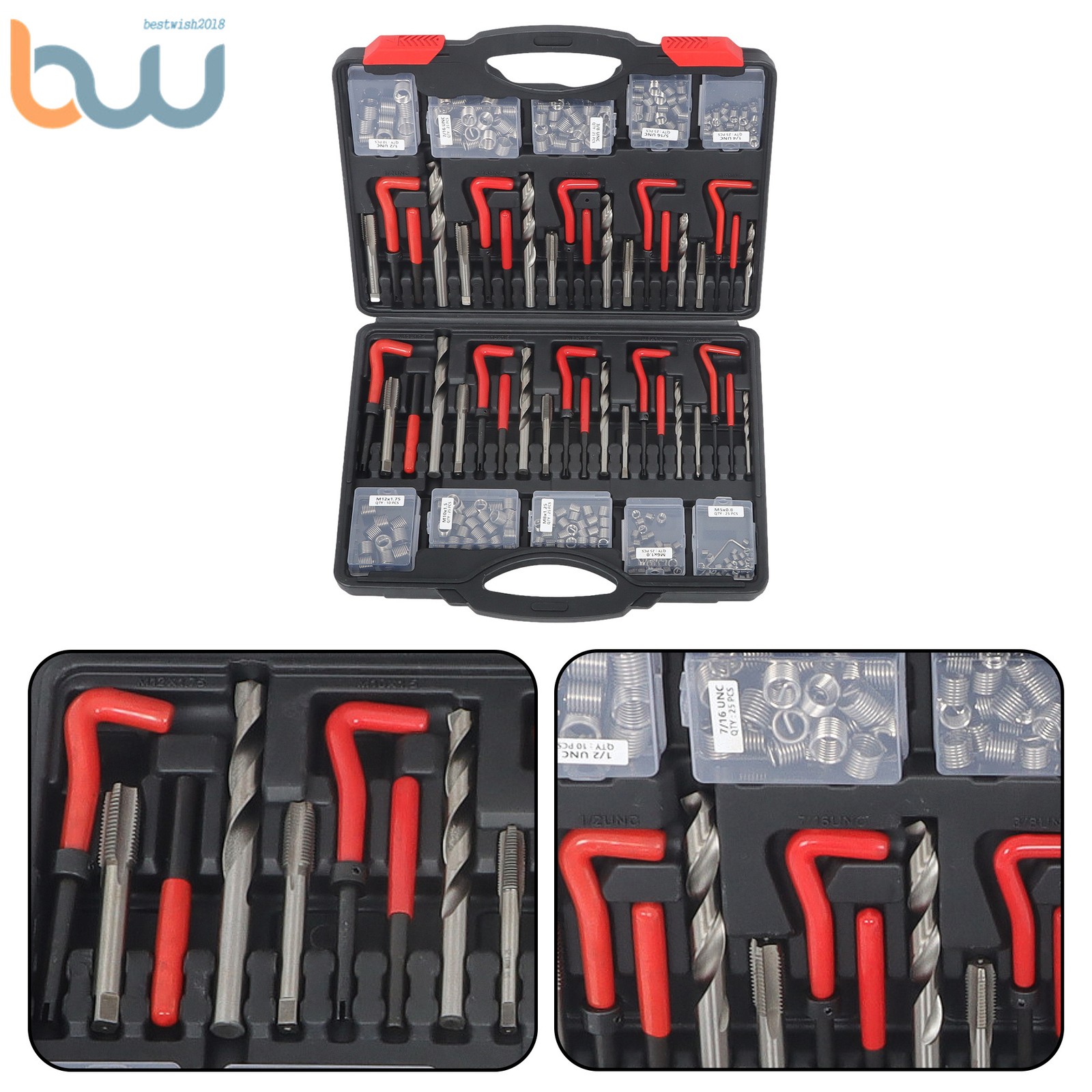 Universal Metric & SAE Rethreading Tool Set Helicoil Thread Repair Kit 261-Piece