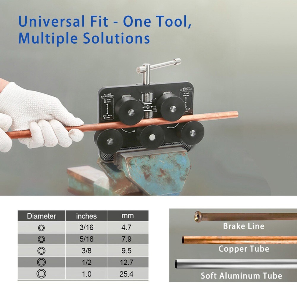 Professional Brake Line Straightening Tool for 3/16 to 1.0 Inch Coiled Tubing