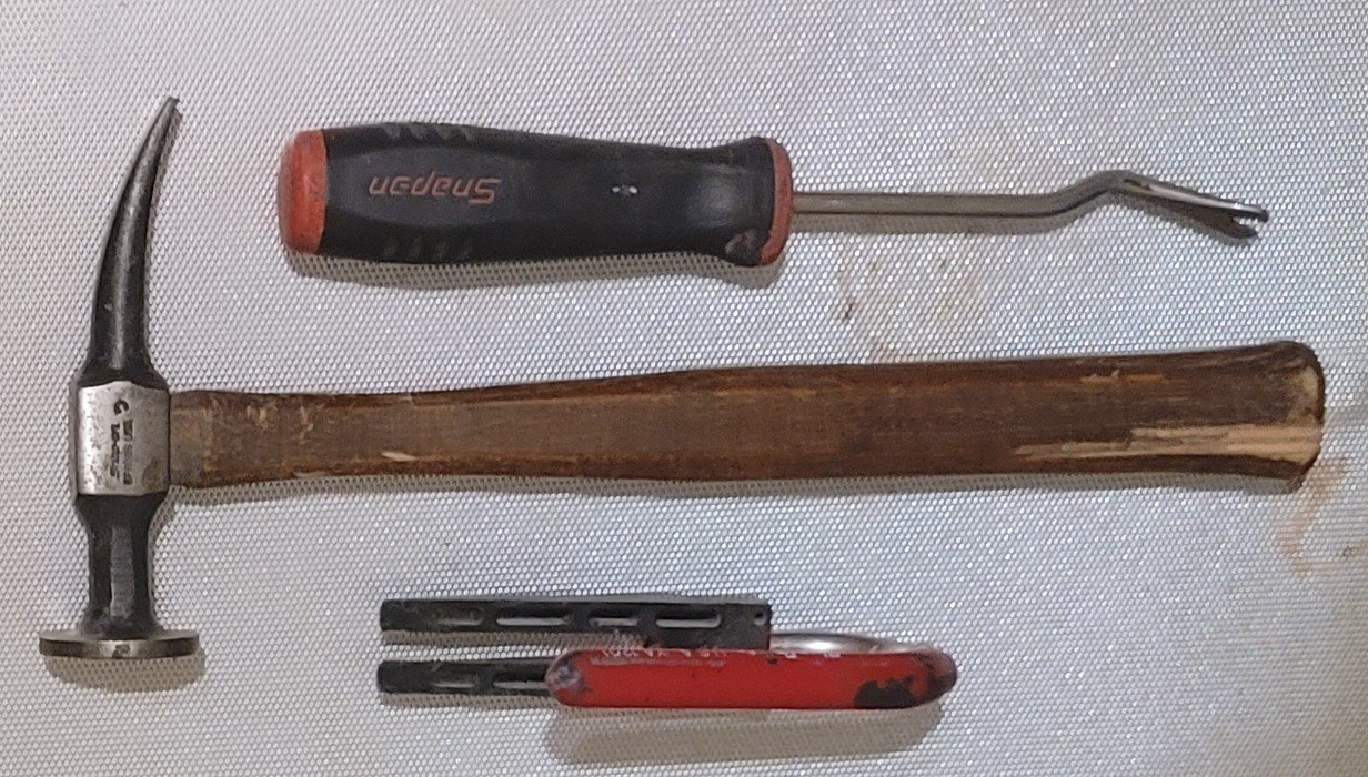 Snap-on & Blue Point . BF608B hammer & two tools for removing car upholstery