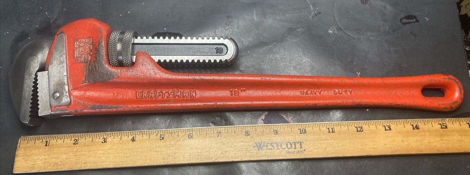 Vintage Craftsman USA 18” Inch Pipe Wrench Heavy Duty 55678 MINT Teeth & Jaw