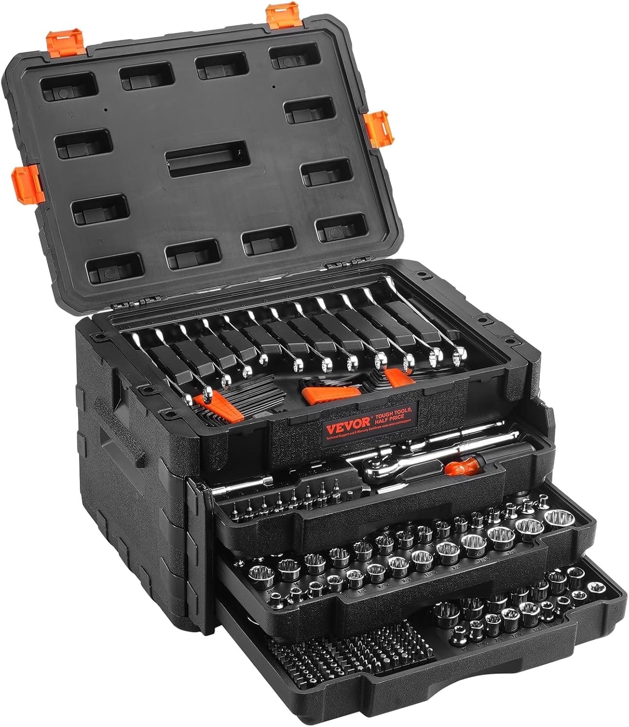 450pcs Mechanics Tool Set and Socket Set 1/4″ 3/8″ 1/2″ Drive Deep and Standard
