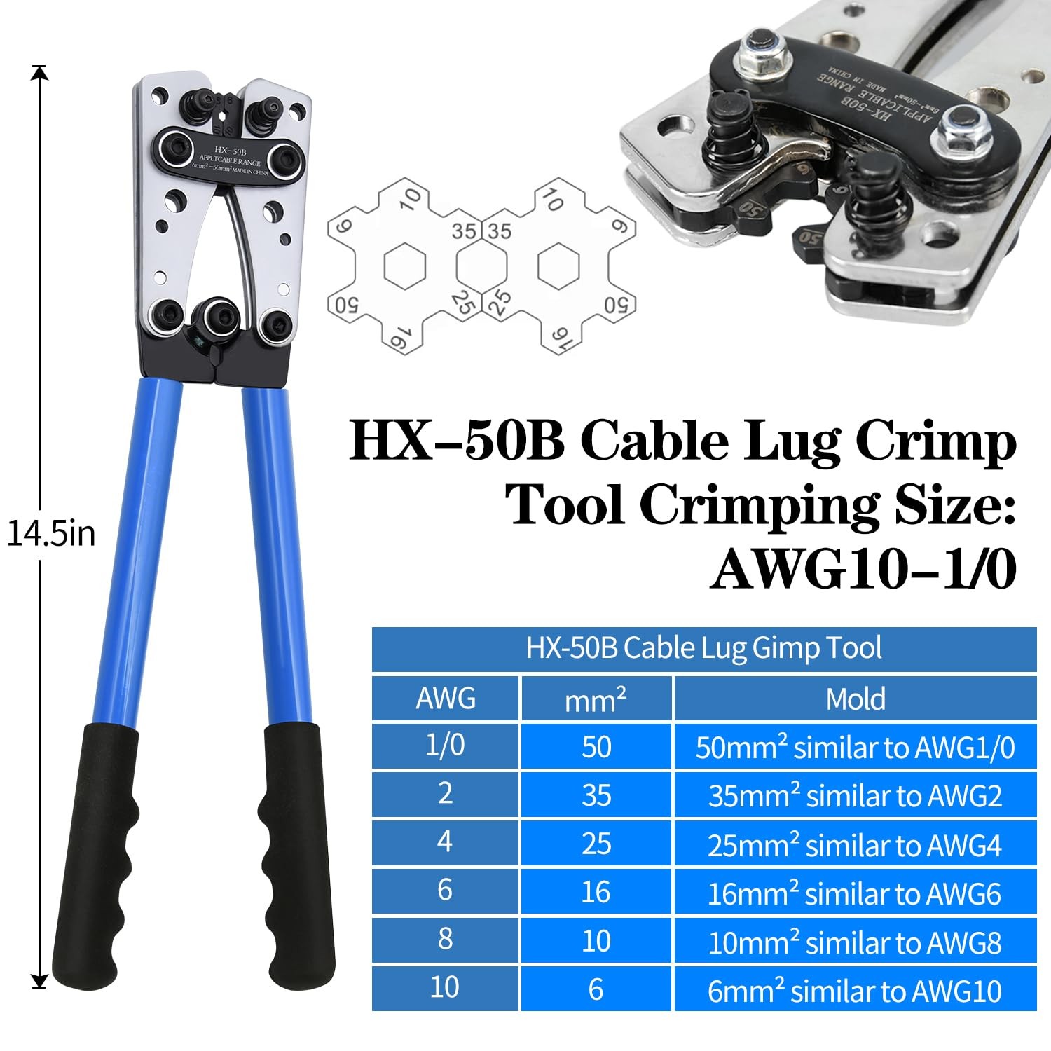 Cable Lug Crimping Tool with 74pcs Copper Wire Lugs, 100pcs Dual Silver/Grey