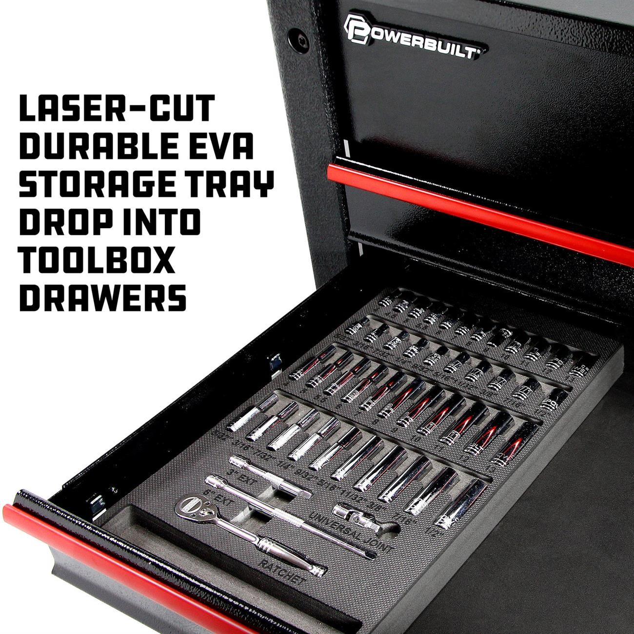 Powerbuilt 949004 Pro Tech Socket Set, SAE/Metric, 47 Piece, 1/4