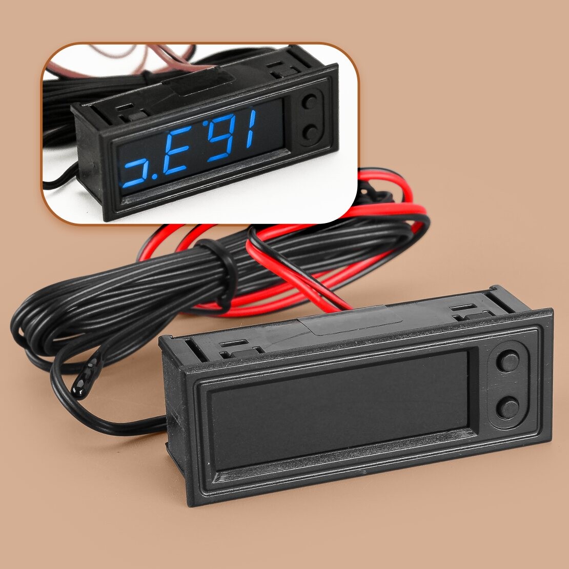 3in1 Vehicle Car Kit Thermometer Voltmeter Clock Blue LED Digital Display A1