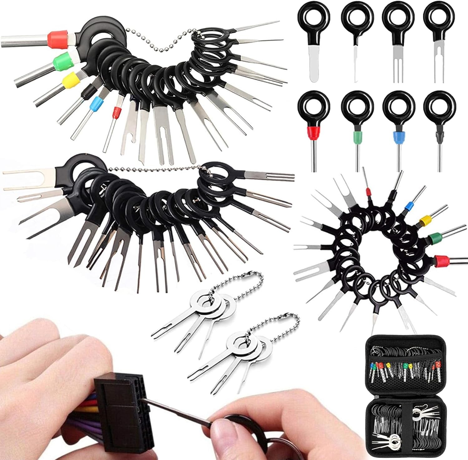 Car Pin Ejector Wire Kit Extractor Connector Puller Terminal Removal Tool w/Bag