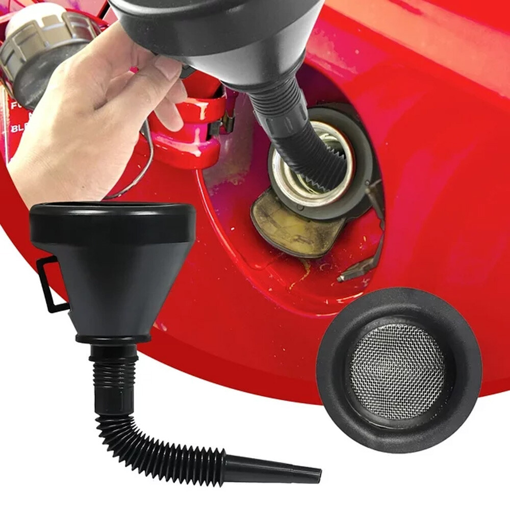Flexible Fuel Funnel With Filter & Spout for Oil Petrol Water Diesel Liquid Pour