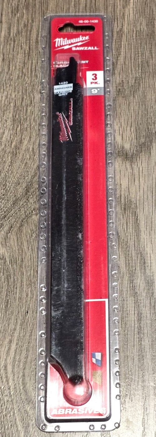 Milwaukee 9″ Carbide Grit Reciprocating Saw Blades, 3-pack #48-00-1430