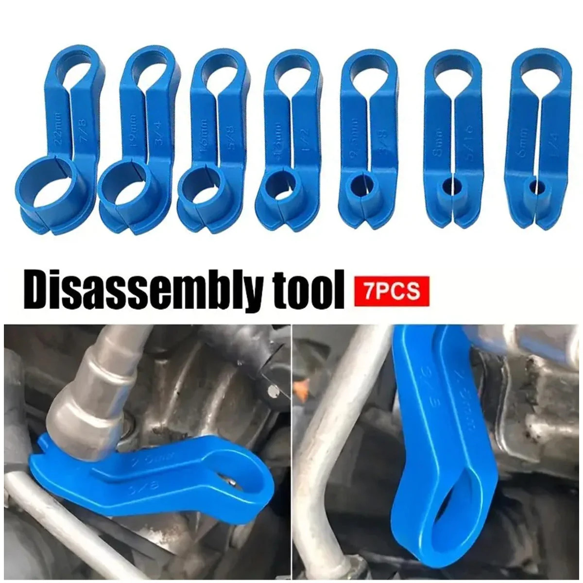 7Pcs Fuel Line Disconnect Tool Set, for Home Workshop (Blue)