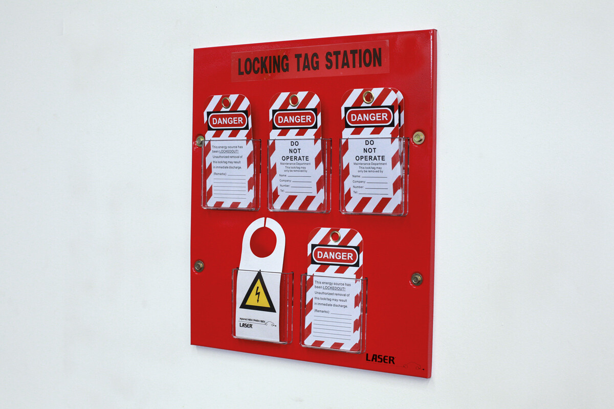 Locking Tag Station Tool Kit with Lockout Tags and Hybrid / EV Warning Signs
