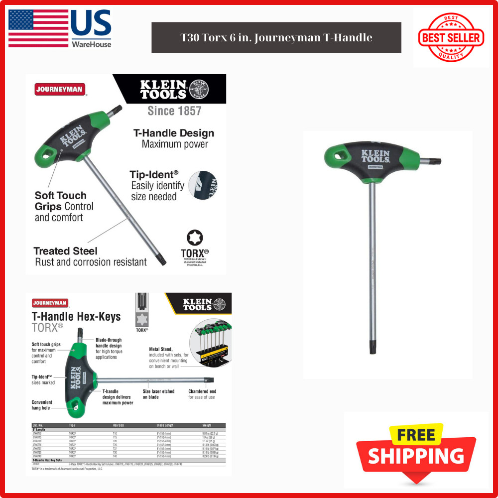 Klein Tools |JTH6T30| T30 Torx 6 in. Journeyman T-Handle