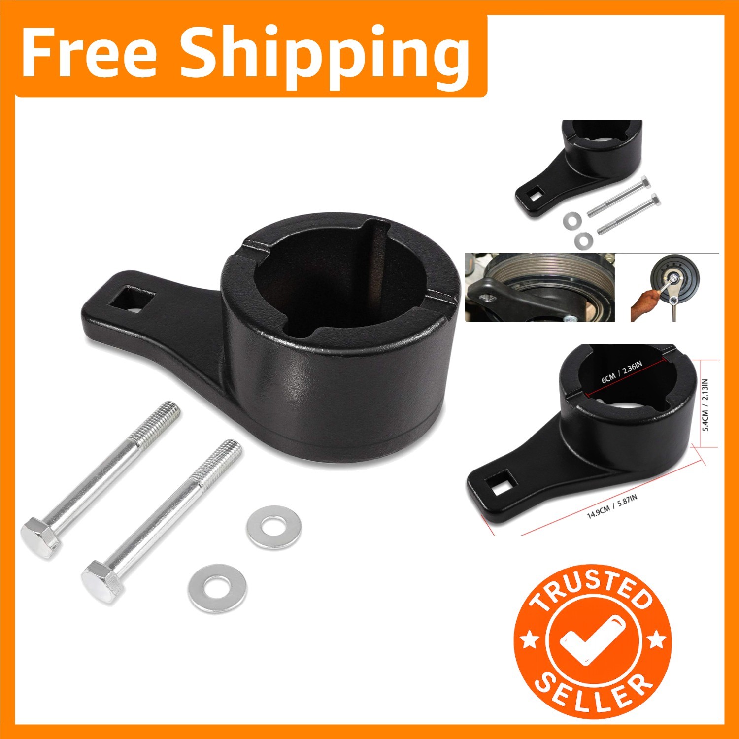 Durable Crankshaft Damper Tool for Lexus/Toyota Engines, 2 Crank Bolts Included