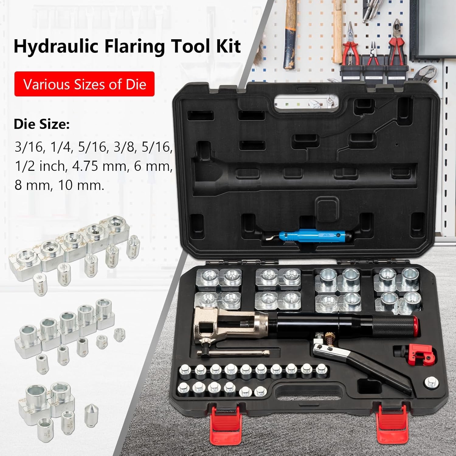 45 Degree Hydraulic Flaring Tool Double Flares Kit for 3/16 to 1/2 Inch Tubing