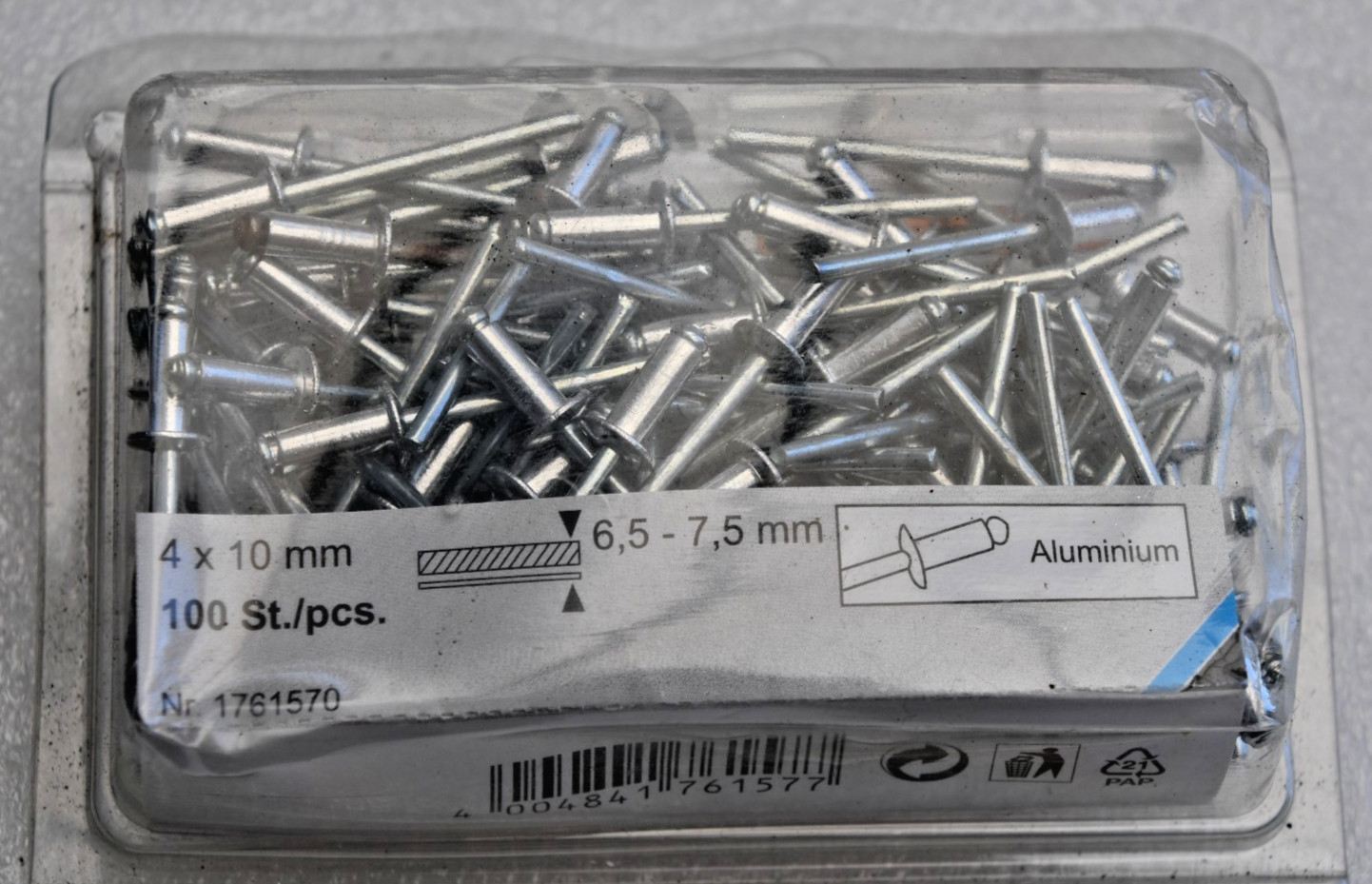 MEISTER PROFESSIONAL 100X BLIND RIVETS 4X10MM ALUMINIUM RIVETS BRAND NEW
