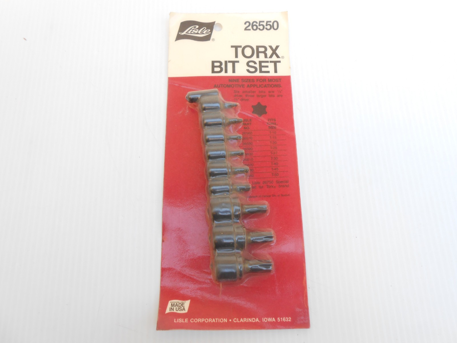 Lisle 26550 Torx Bit Set 9 pc, T10-T50