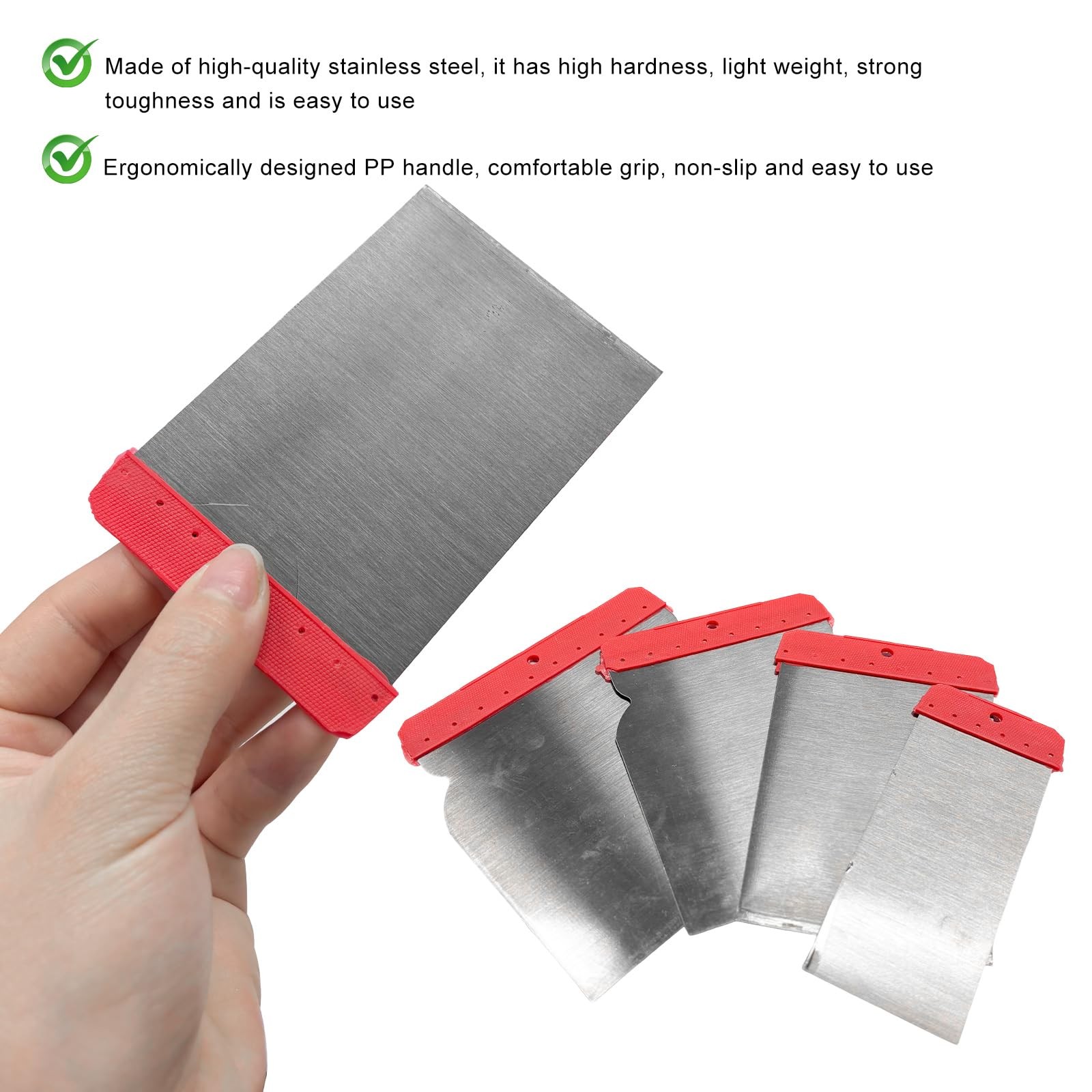 4PCS Body Filler Applicator Set, 4 Sizes Auto Paint Spreader Assortment with Met