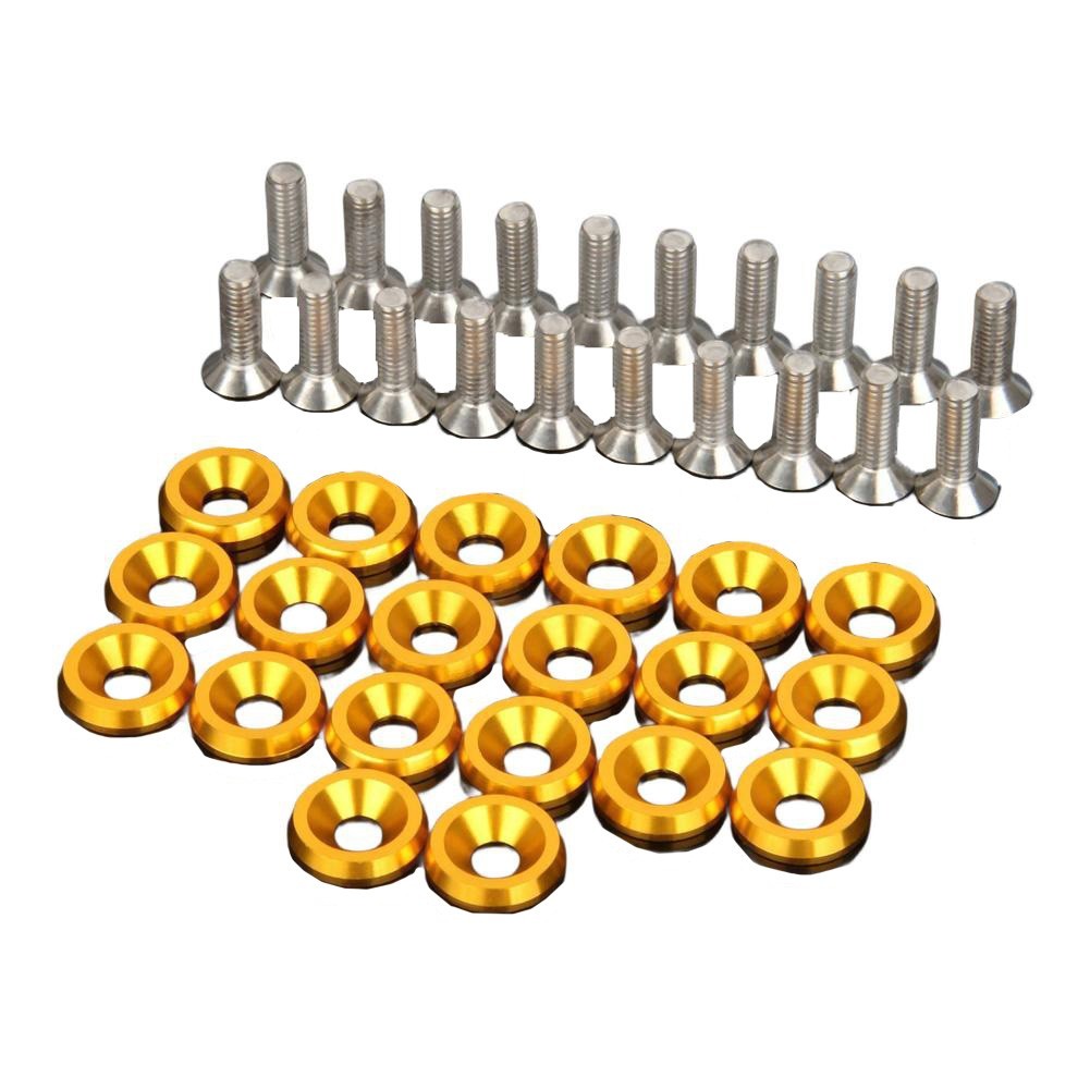 Golden Aluminum Washer and M6 Hex Bolt Kit 20 Pieces for Automotive Use