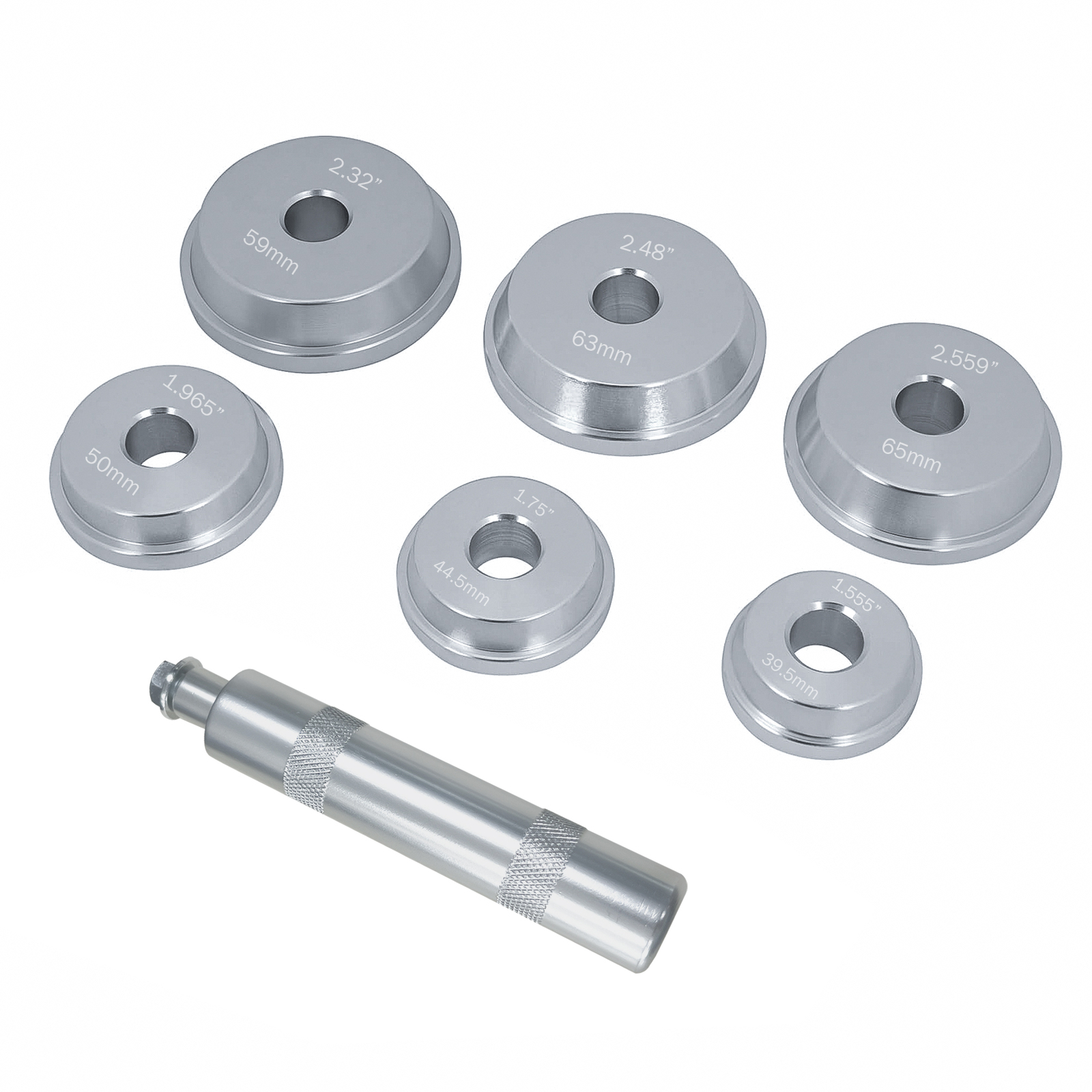 7pc Bearing Race And Seal Driver Tool Set 1.555″ 1.75″ 1.965″ 2.32″ 2.48″ 2.559″