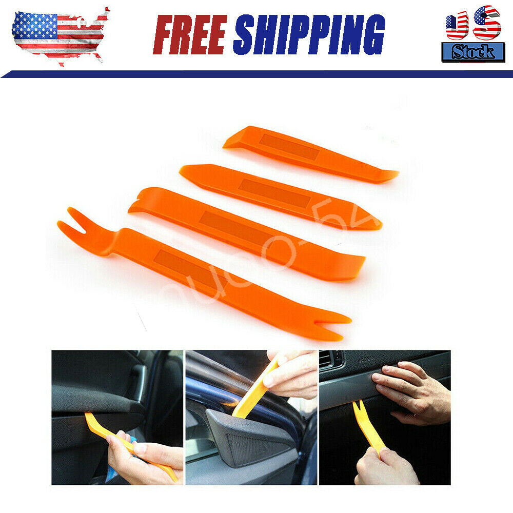 4Pcs Car Door Trim Removal Tool Pry Bar Panel Dash Radio Body Clip Installer US