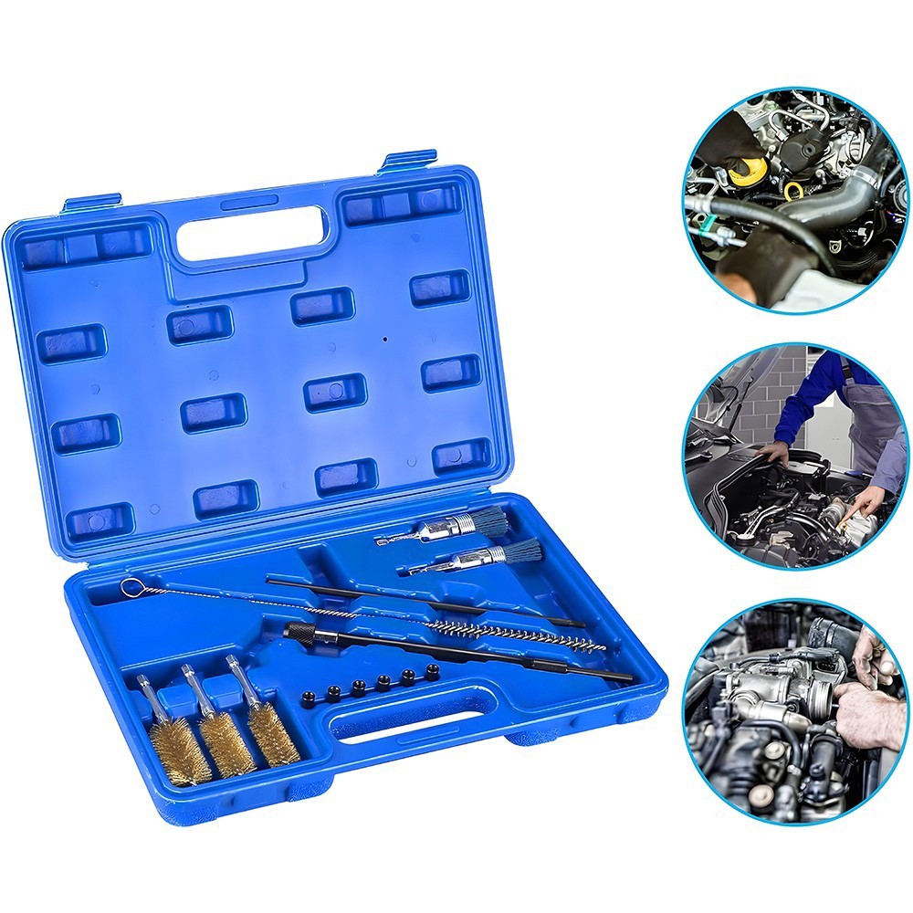 14Pcs/Set Diesel Injector Seat Cleaning Brush Tool Engine Injectors Cleaner Kit