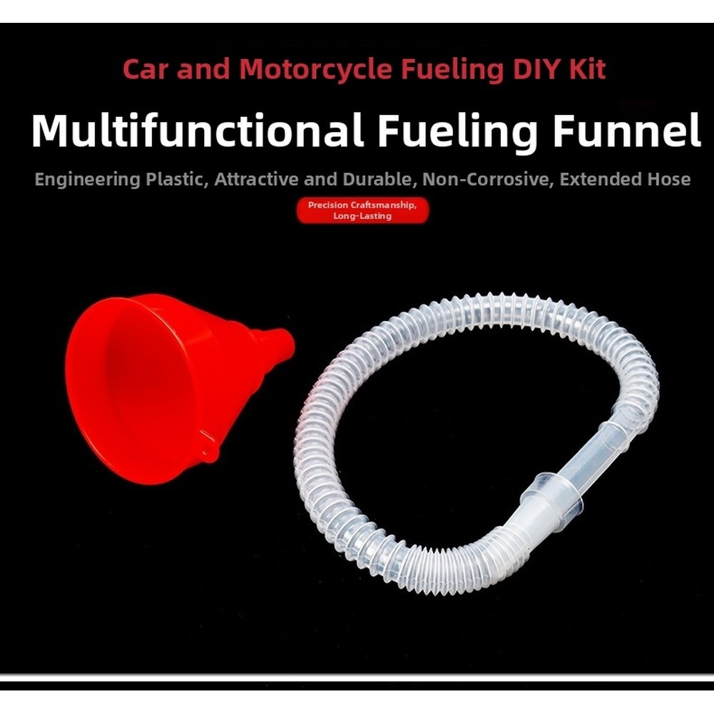 Extended Fuel Funnel with Flexible Hose for Car and Motorcycle Refueling Needs