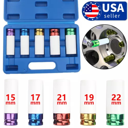 Lug Nut Socket Impact Socket Set Thin Wall Socket Wheel Protector Set 1/2″ 5Pcs