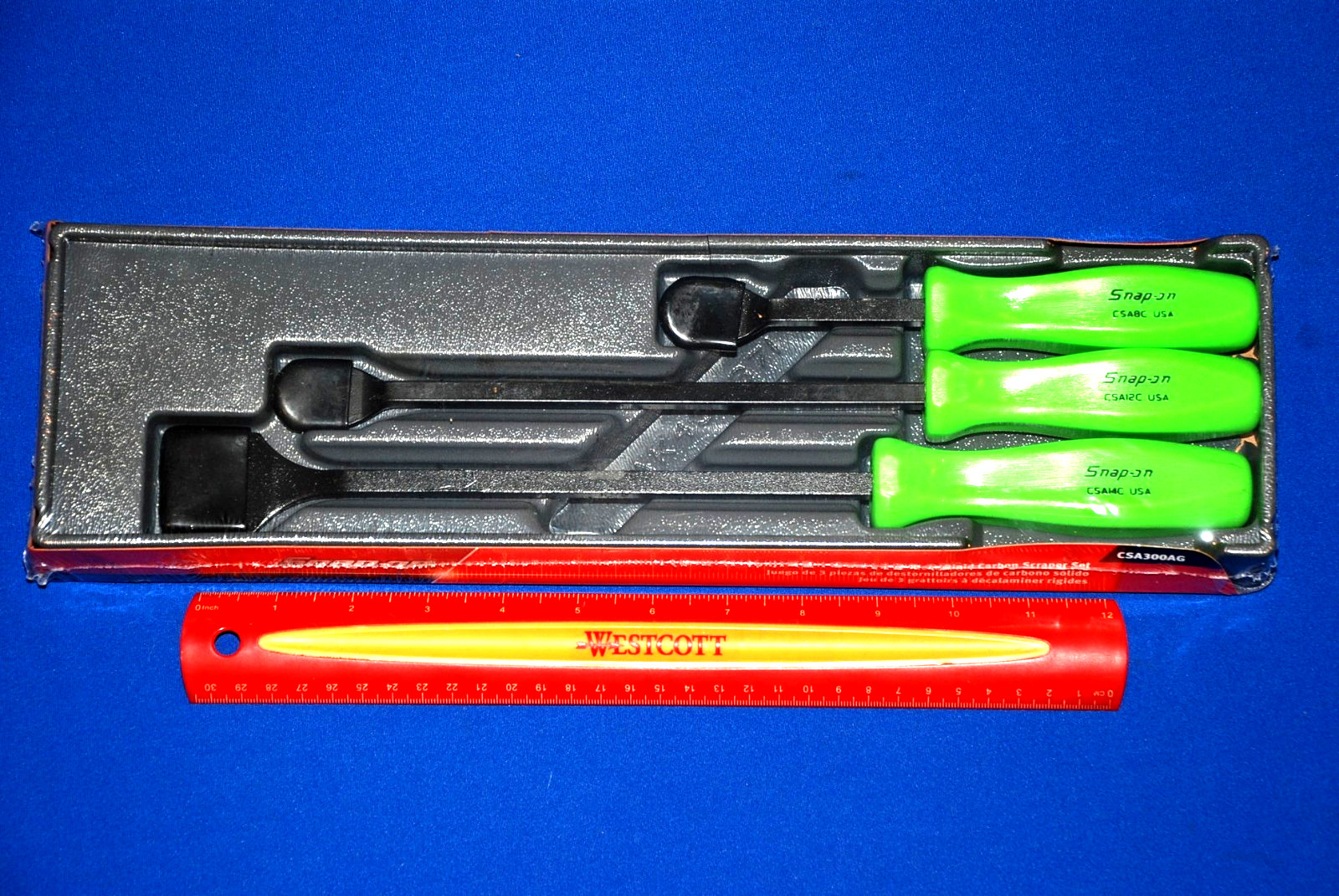 Snap-on NEW Ships FREE 3 Pc Green Hard Grip Rigid Carbon Scraper Set CSA300AG