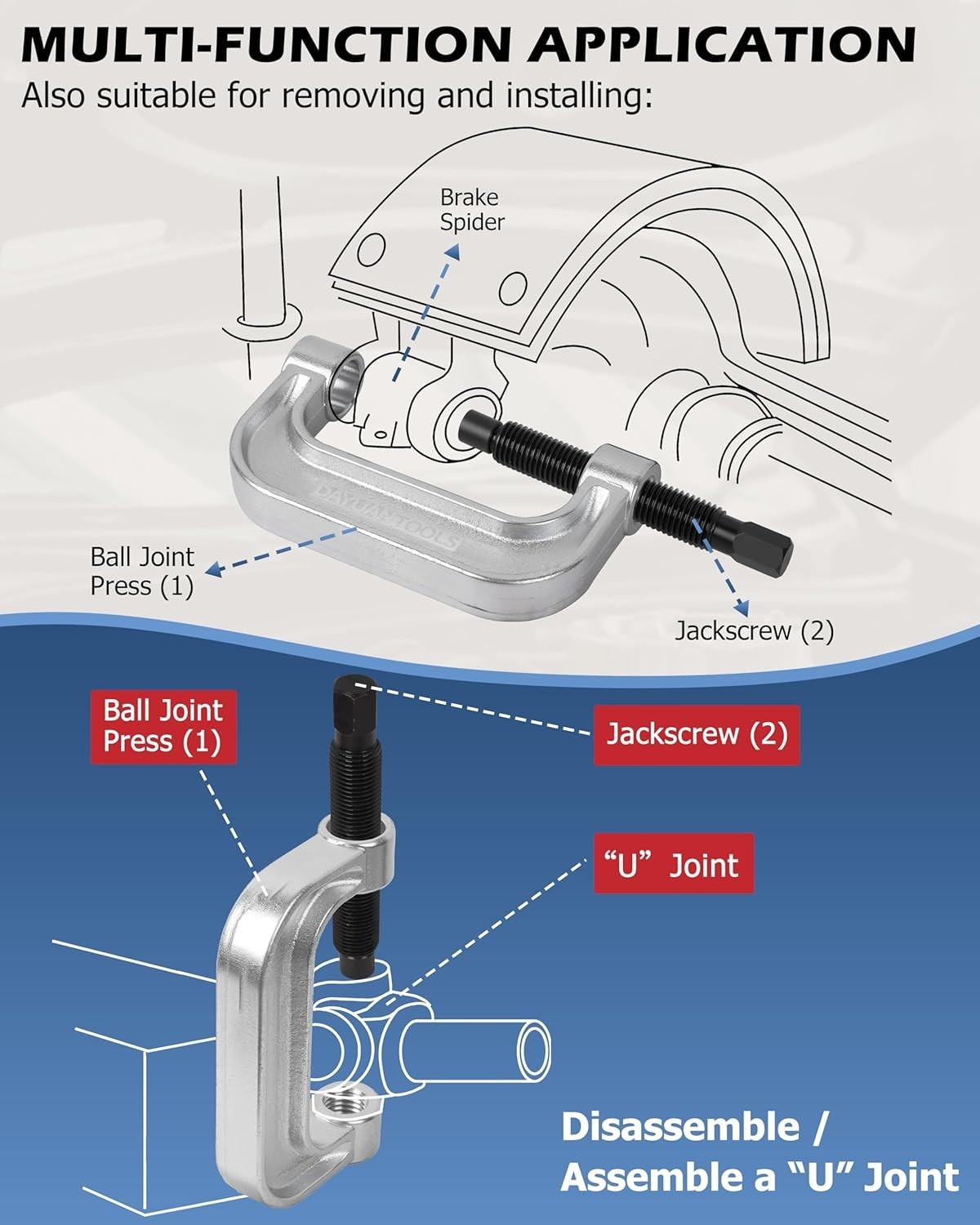 Ball Joint Press & U Joint Removal Tool Kit with 4×4 Adapters for Most 2WD an…