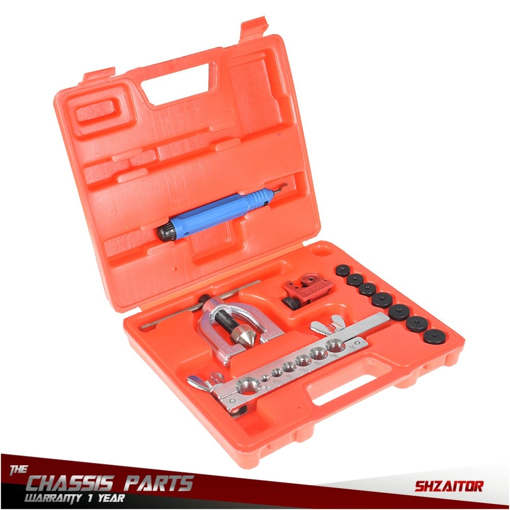 Double Flaring Brake Line Tool Kit with Mini Pipe Cutter SAE / Metric Car Truck