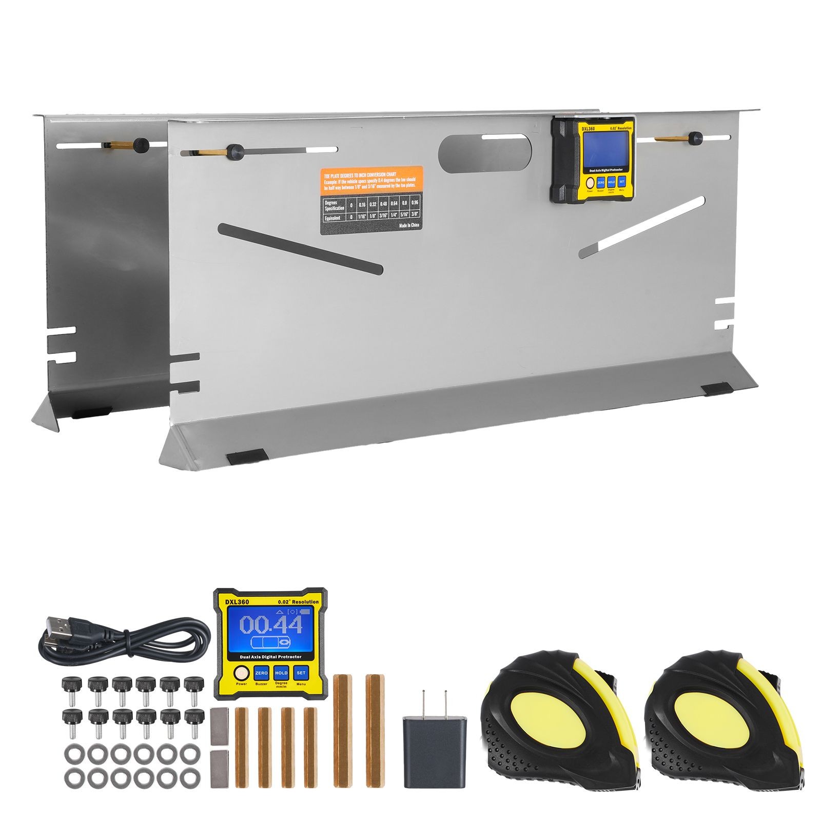 3-in-1 Wheel Alignment Tool w/ 0.1° Digital Gauge & Magnetic Tapes