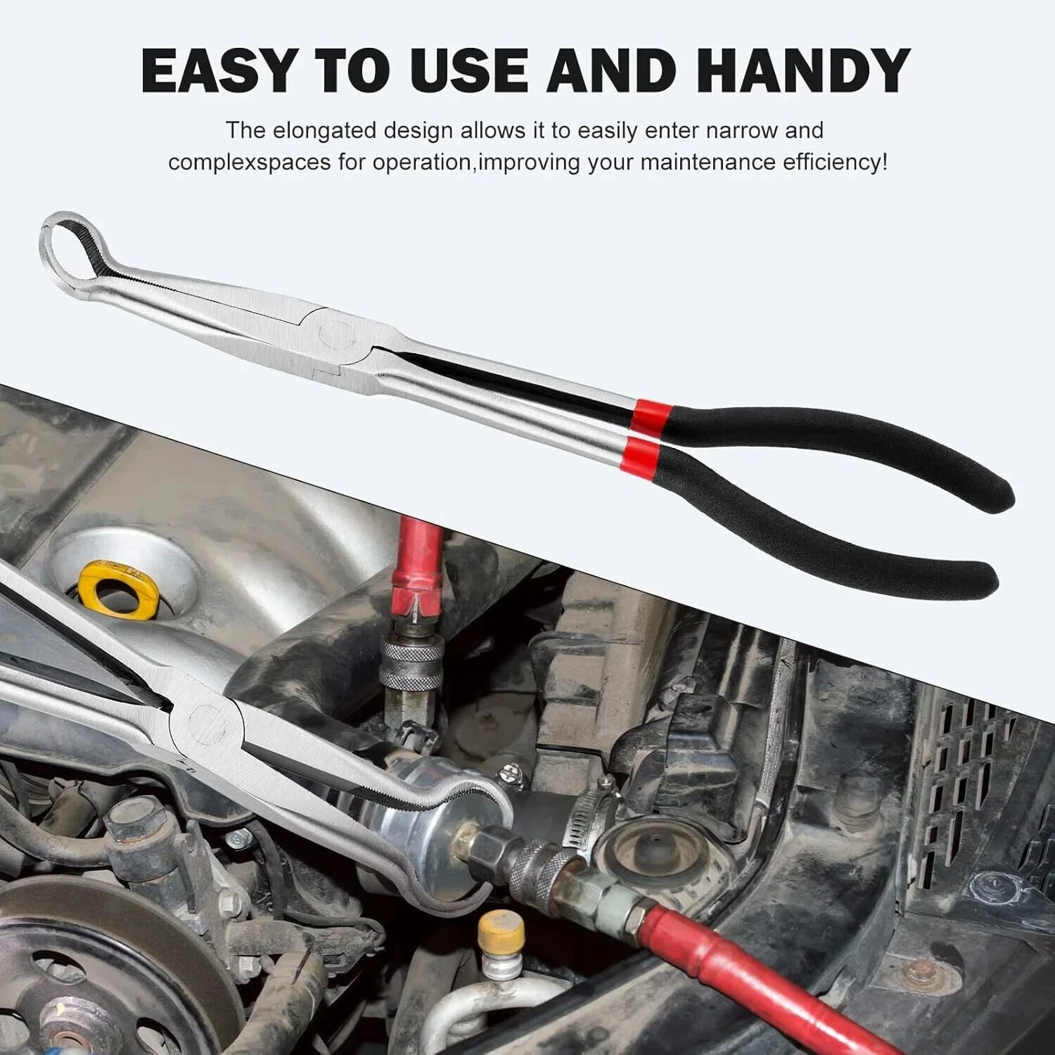 11″ Electrical Disconnect Pliers Fuel Line Clip Spark Plug Removal Repair Tool