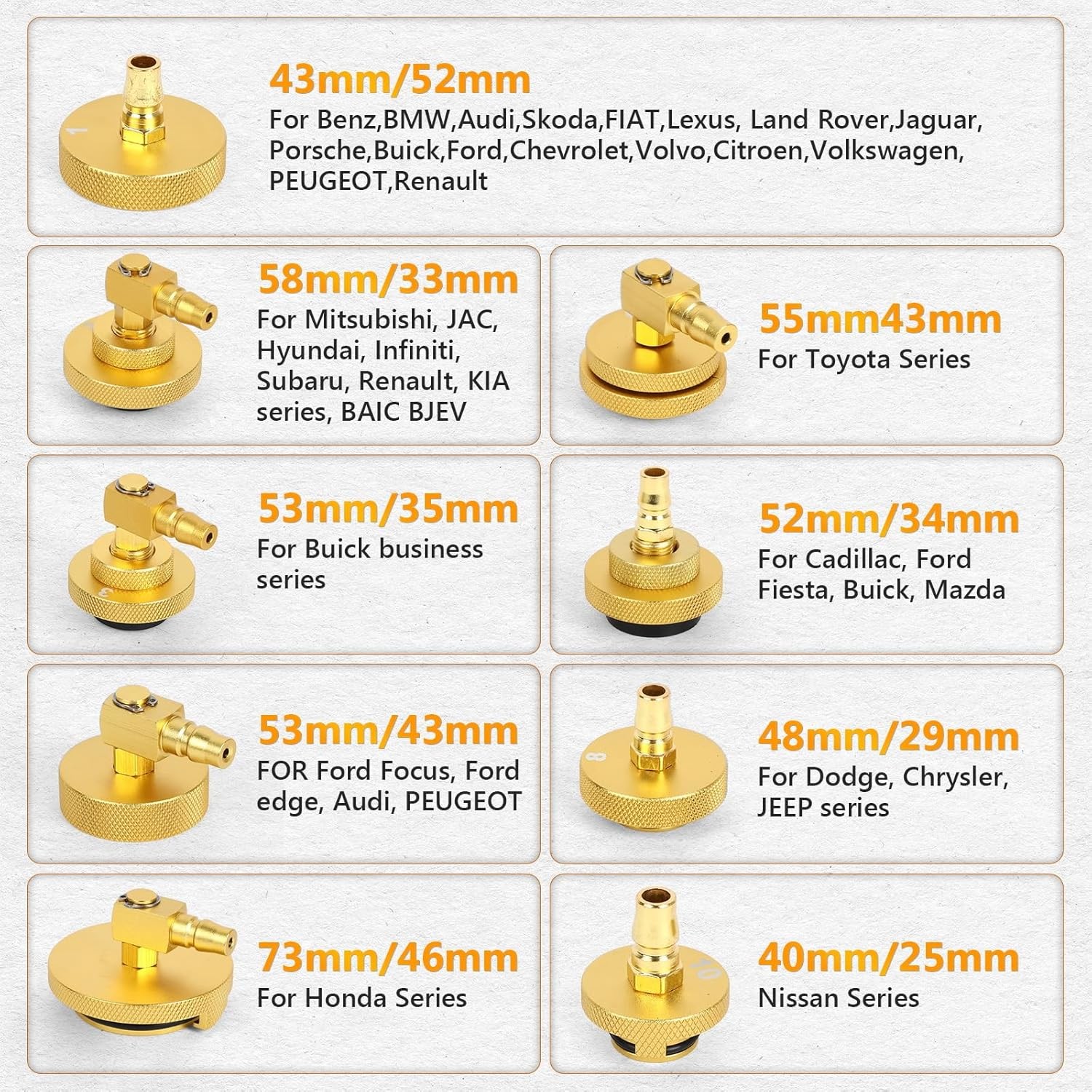10 Pcs Car Brake Bleeder Adapter Set for AST603/F109 Master Cylinder Adapter US